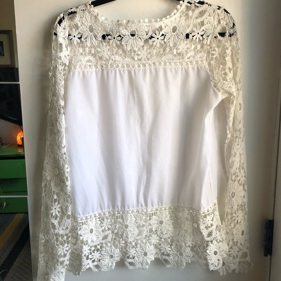 Tops - White Long Sleeve Lace Top